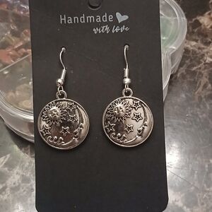Silver Sun & Moon Dangle Earrings